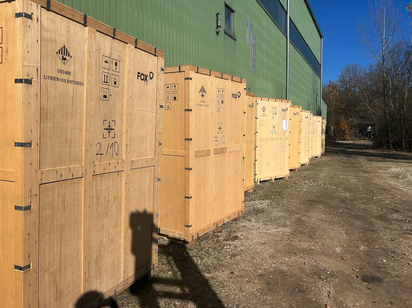 Batteriespeicher, verpackt zur Anlieferung